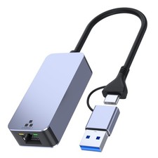 2.5Gb USB to Ethernet Adapter, 2 in 1 Type-A Type-C Ethernet Adapter for Lapt...