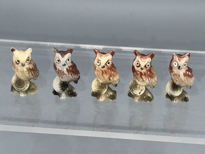 Altfiguren Tiere Eulen auf Baumstumpf  5 verschiedene Varianten