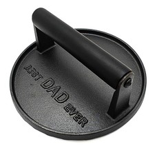 BEST DAD EVER Heavy Duty Cast Iron Grill Press Burger Press Bacon Press Barbe...