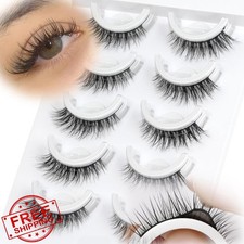 EMEDA Self Adhesive Lashes, Natural Cat Eye Wispy, No Glue, 14mm