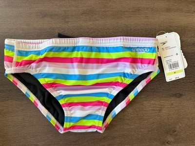 Speedo Eco Endurance Vibe Multi Stripe Brief Size 30 Chlorine Resist NWT