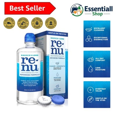 Contact Lens Solution, Advanced Formula, Multi-Purpose Solution with Lens Cas...