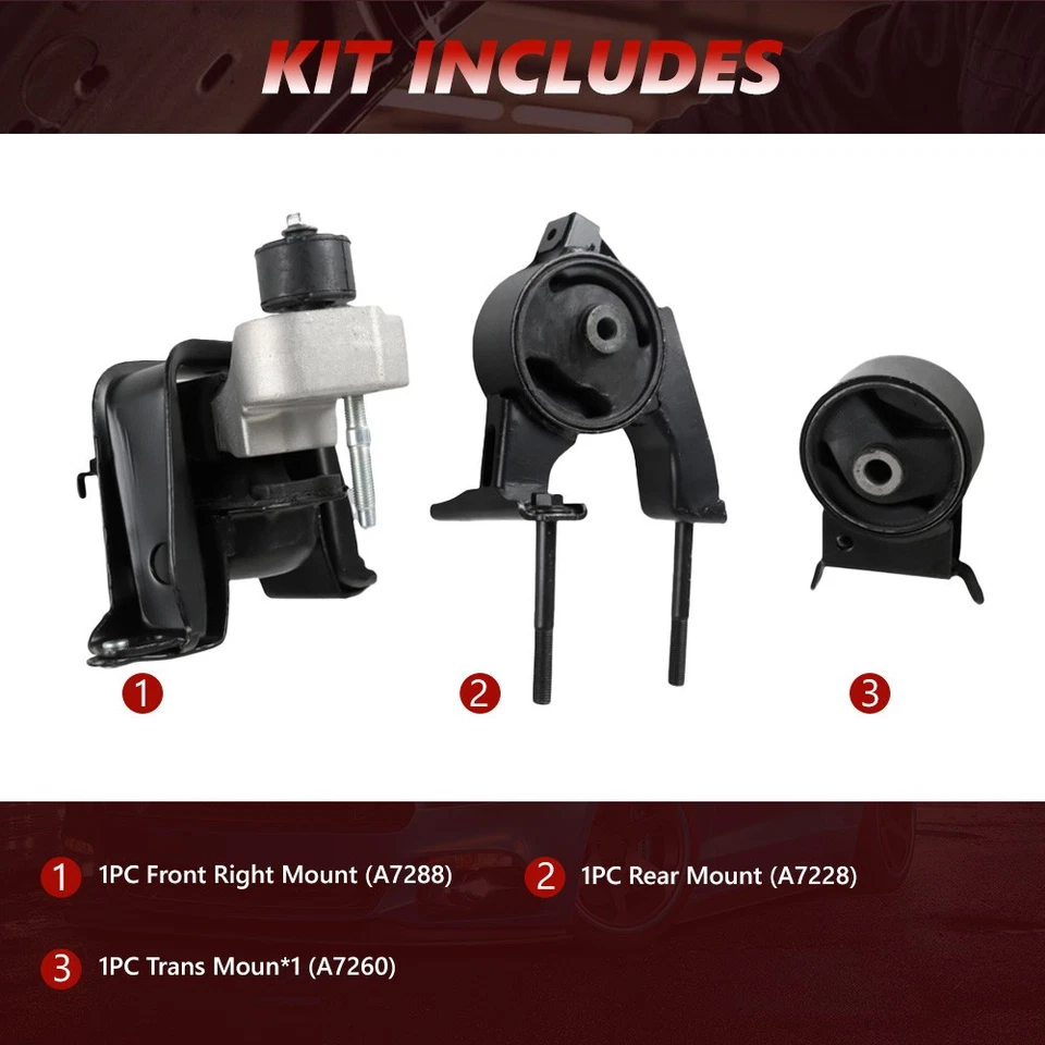3x Engine Motor & Trans Mount for Scion XA XB 1.5L 2004-06 for Toyota Echo 00-05 Foto 4 de 4
