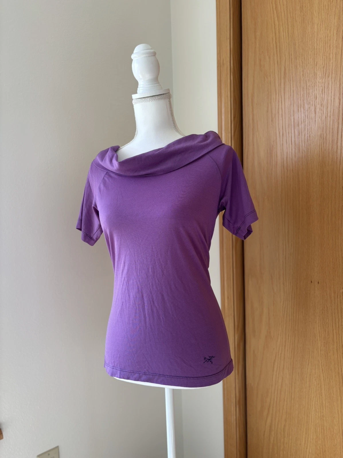 Arcteryx Shirt Womens Small Merino Wool Blend Pink Cowl Neck Outdoor Hiking