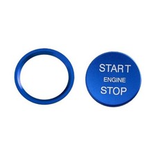 Car Engine Start Stop Push Botton Cover, Aluminum Auto Key Ignition Switch Blue