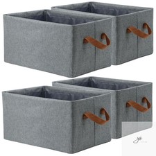 4 Pcs Fabric Storage Bins, Organization Baskets for Shelves, 15" Linen Closet