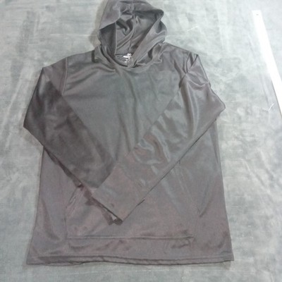 Realessentials Men's Longsleeve Hooded Workout Shirt Dark Black Size M