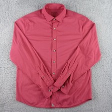 Untuckit Shirt Mens Medium Red Button-Up Long Sleeve Huber USA Made 35619