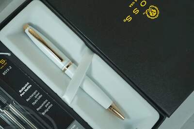 Cross A.T Pearlescent Lightening White Medalist and 23KT Rose Gold Appointments