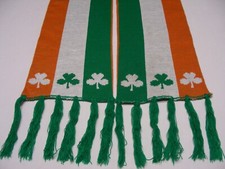 IRISH COLORS WITH 4 LEAF CLOVERS - 8" x 58" Scarf Perfect For St. Patrick's Day