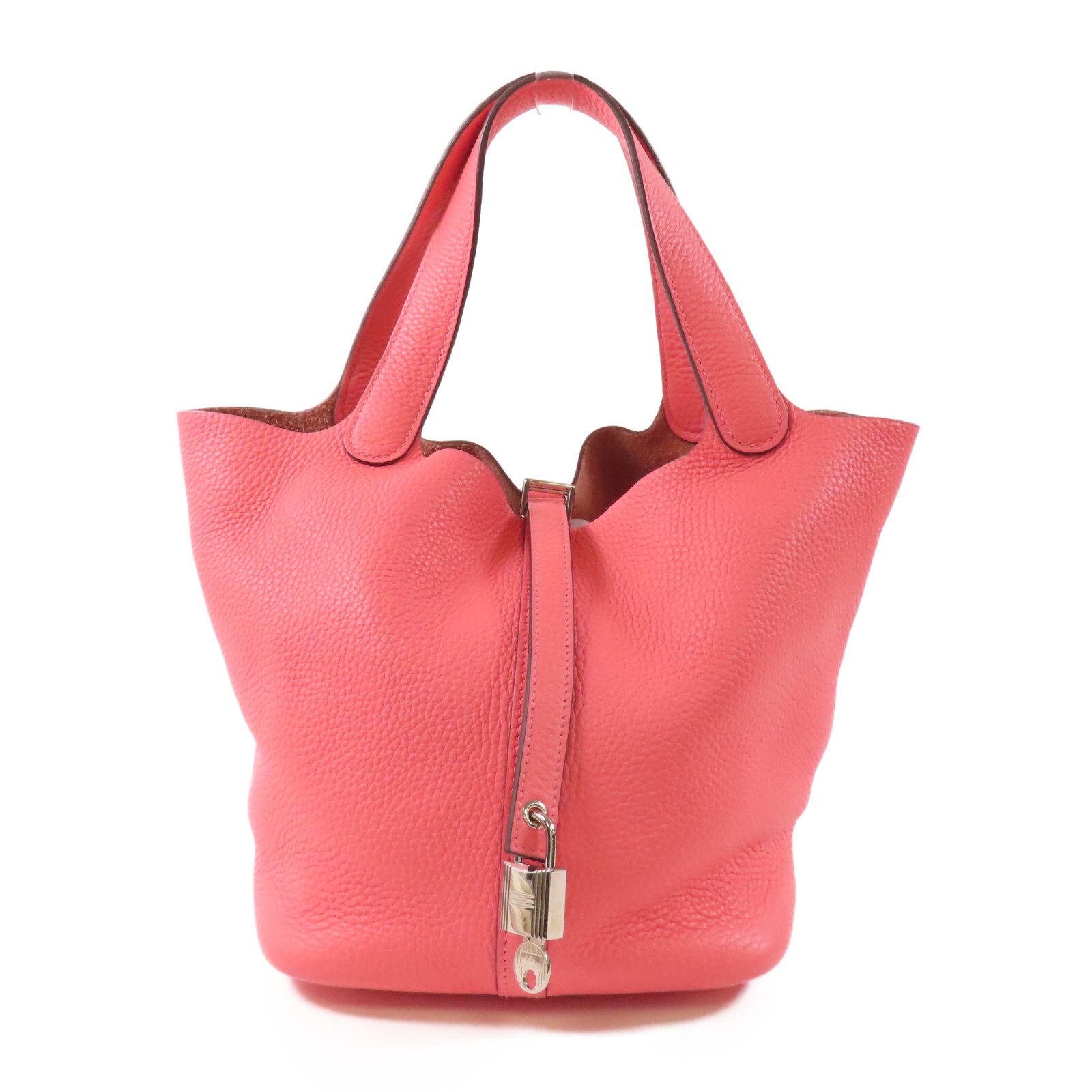 HERMES Picotin MM Tote Bag 18cm PHW Clemence Leather Rose Azalee Pink