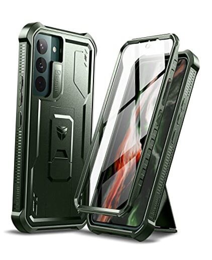 for Samsung Galaxy S22 Case, [Built in Screen Protector and Army Green