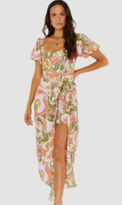 Show Me Your Mumu Danielle Tie Waist Puff Sleeve Retro Blooms Dress  Sz S  *1476