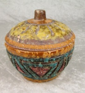 Unknown Florentine Style Italian Pottery Lava Glaze Covered Dish Mid Century Mod