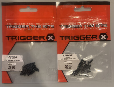 2 Packs Trigger X Ice Fishing Plastics Larvae 1/4  Black