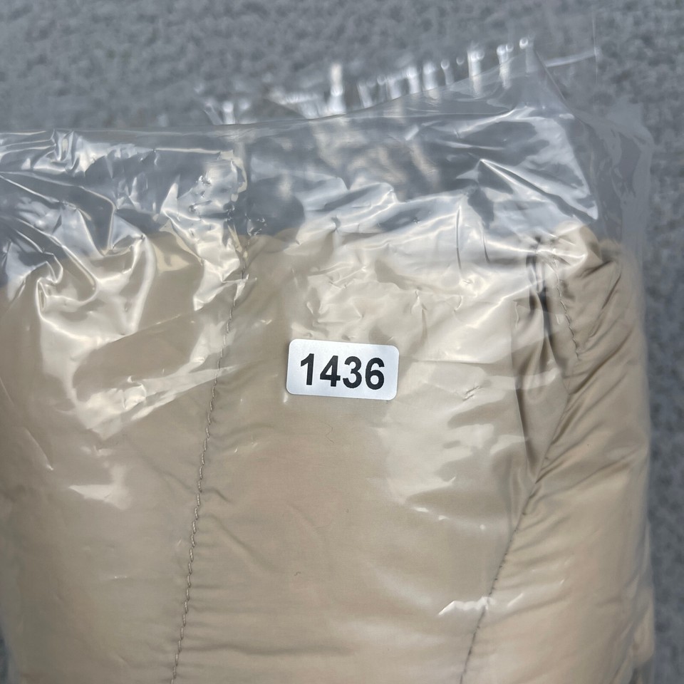 Eddie Bauer Chevron Hooded Down Parka Womens L Ivory Jacket Coat Puffer