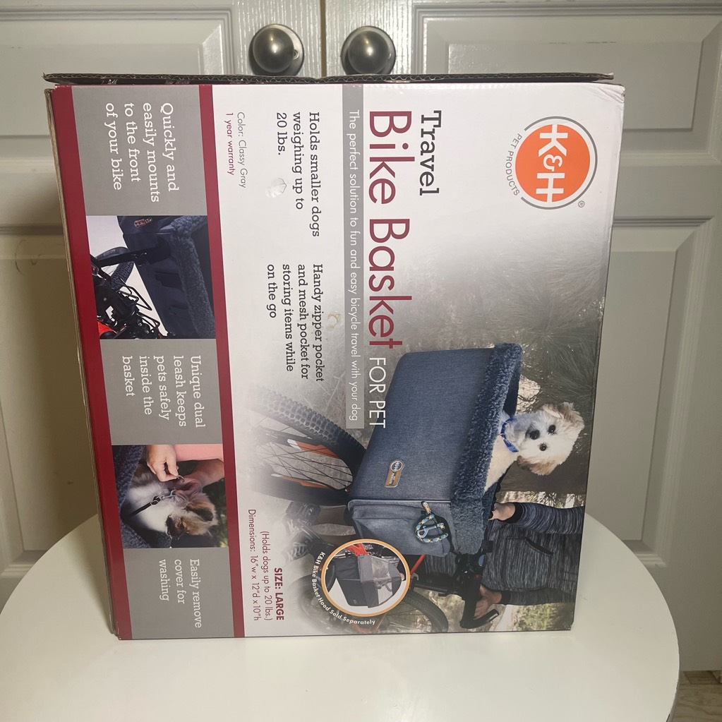 K&H Pet Products Travel Bike Basket For Pet Small Dogs Up To 20 LBS
