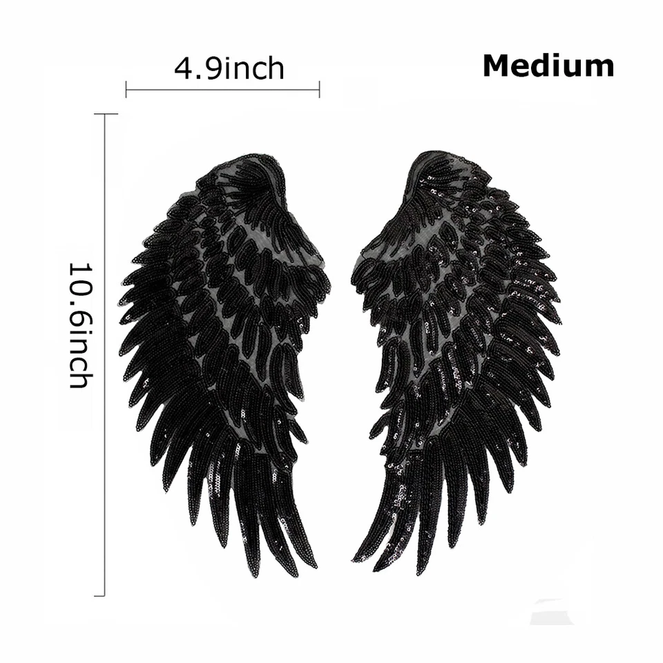 1 Pair of Wings Sequins Patches Angel Wings Iron On Applique for Clothes Jackets - Image 3 of 4