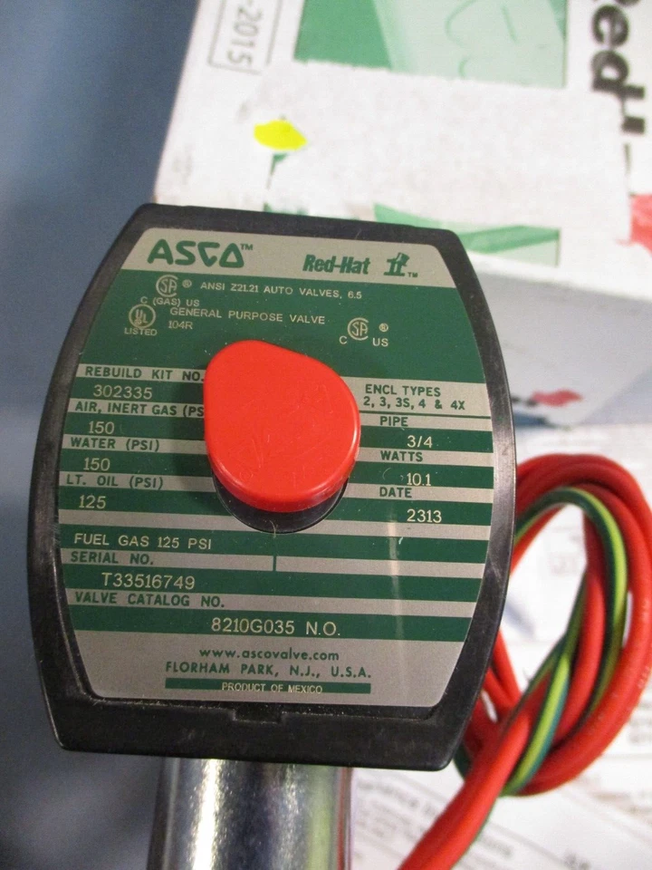 Electroválvula Asco Redhat 302335 2 vías 3/4" NPT, normalmente abierta, 120V 8210G035 Foto 2 de 4