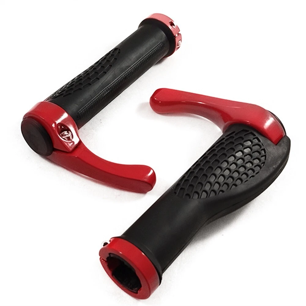 Bike Bicycle Lock on Soft Handlebar Enduro Grips Black Red For