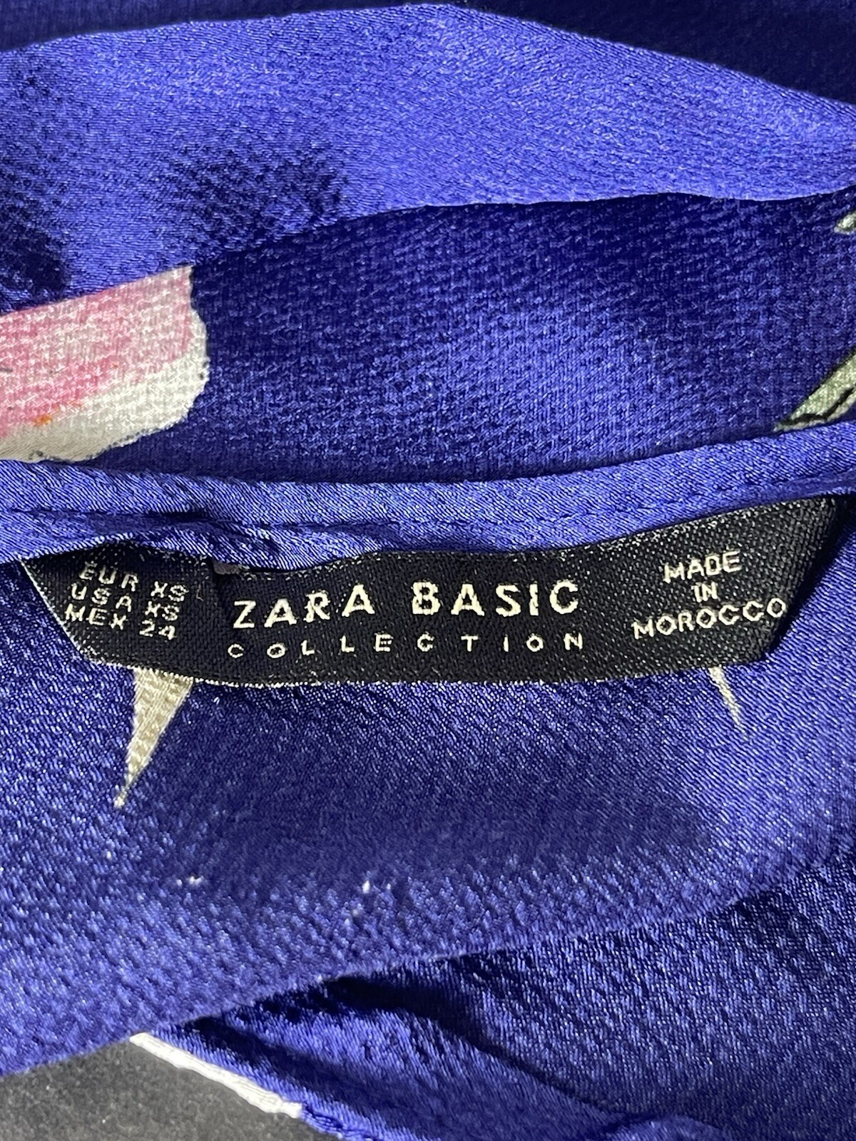 Zara Basic Collection Blue Short SleeveFloral Blo… - image 2