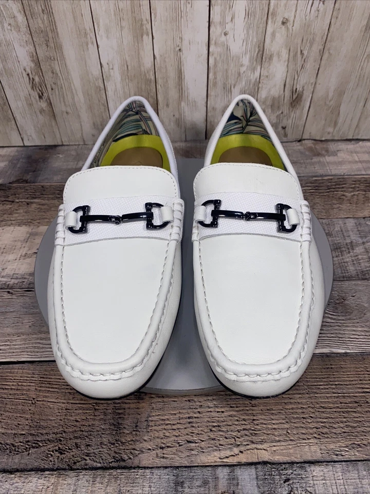 Mocasines de conducción de cuero blanco La Milano Sage para hombre talla 8 Foto 4 de 4