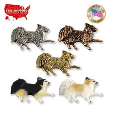 Pewter Long Haired Chihuahua Lapel Pin or Refrigerator Magnet, D350F Made in USA