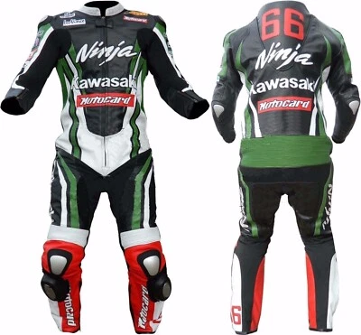 KAWASAKI NINJA Combinaison de Moto en Cuir Courses Moto en Cuir Veste Pantalon - Photo 1/2