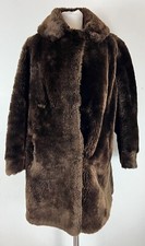 Vintage Real Fur Beaver Lamb Coat Size Approx U.k. 14 Warm Heavy Glamorous Coat
