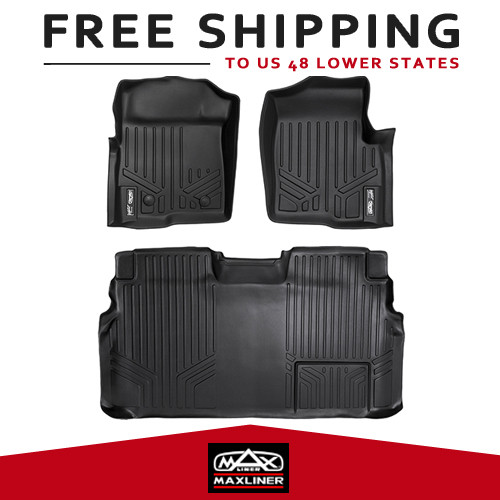 All Weather Floor Mats 2 Row Set BLK Custom Fit 1114 Ford F150