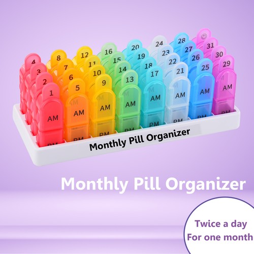 31 Days Pills Case Monthly Pill Organizer Portable Design Vitamin Storage Holder