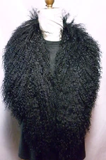 Real Black Mongolian Tibetan Lamb Detachable Fur Collar  