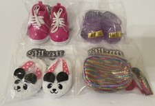 MY LIFE AS Panda Slippers Sneakers Purple Shoes Clutch for 18" Doll Lot of 4