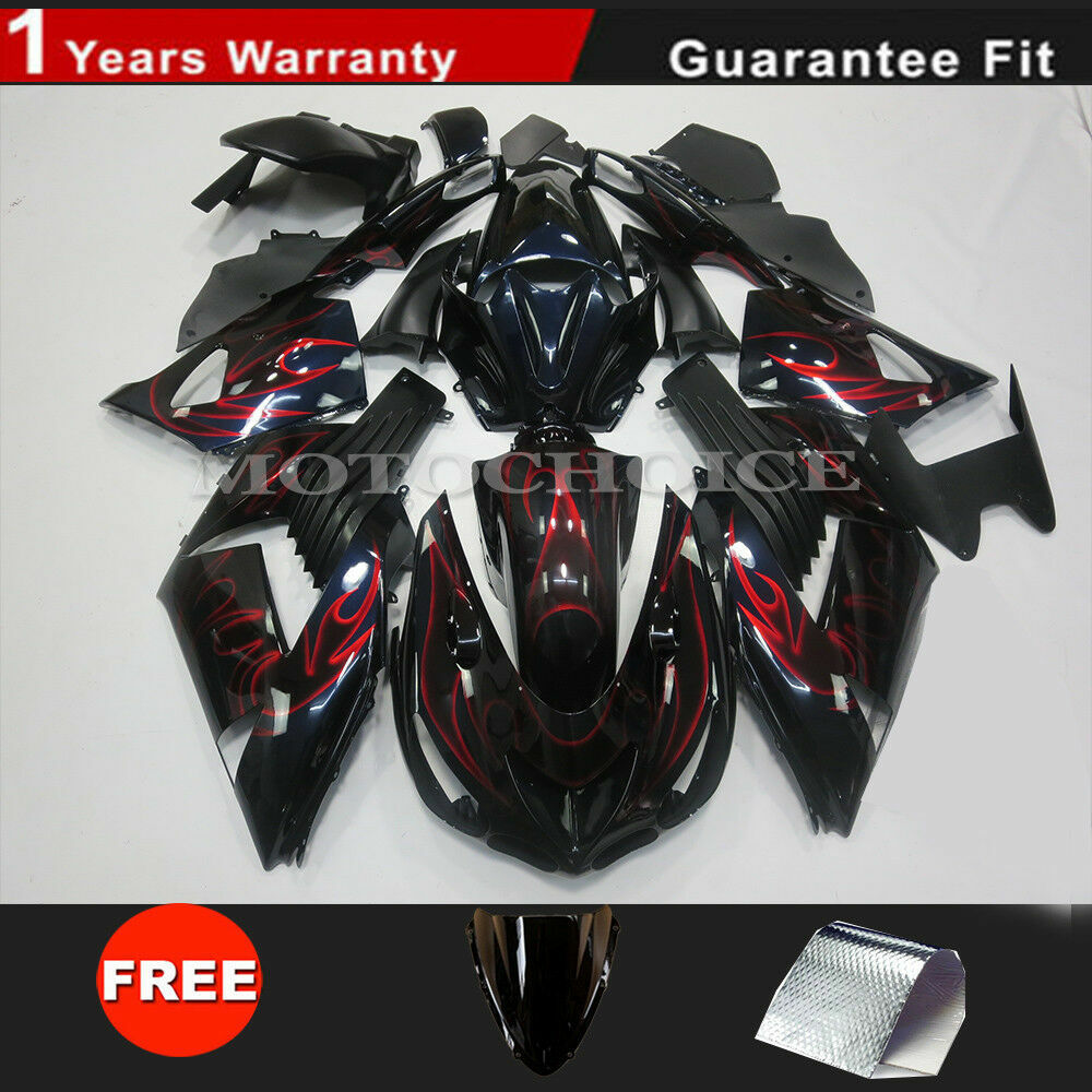 Red Flame ABS Fairing Kit For Kawasaki Ninja ZX14R ZX14R ZX14 ZZR1400