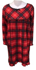 Girls Wondershop Sleepwear Sz 12 Flame Resistant Red Plaid Long Sleeve Crew Neck
