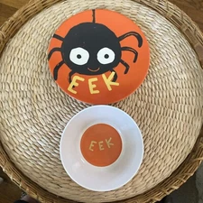 Halloween Pottery Barn Kids Melamine Plate And Bowl Set  SPIDER/EEK