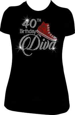 BIRTHDAY DIVA RHINESTONE MEGA  BLING SHIRT