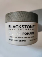 BLACKSTONE Mens Grooming Bourbon + Cedar Styling Pomade Medium Hold Shine - 4 Oz