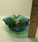 Art Glass Blue & Green Ashtray Small Dish Murano Style — photo 8