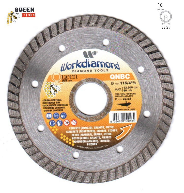 DISCO DIAMANTATO Ø 115 mm CORONA CONTINUA PER GRANITO PIETRA MARMO PROFESSIONALE