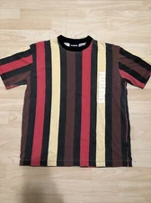 Pleasures Now Stripe T Shirt Red Black Brown Tan Vertical Striped Street Skate