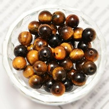 Tiger's Eye Gemstone Beads 8mm Natural Jewelry Making Supplies Amber Brown 10pcs