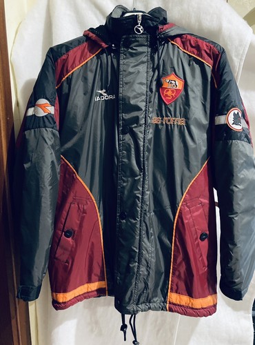 💛❤️AS ROMA MATCH WORN⭐️DIADORA 1998⭐️COAT JACKET⭐️Cappotto ⭐SIZE XXL⭐TOTTI❤️💛 - Foto 7 di 12