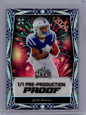 Josh Downs 2024 Leaf Football 1/1 Pre Production Proof