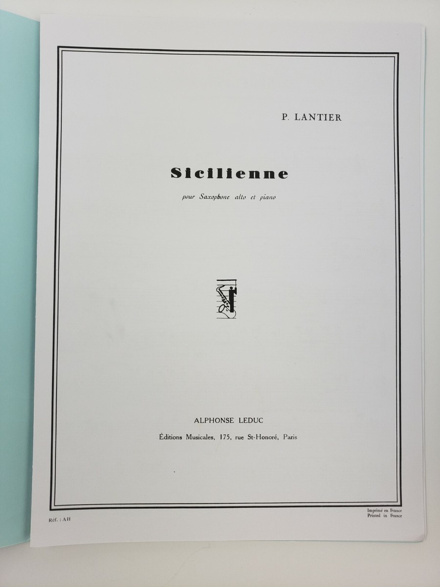 Pierre Lantier Sicilienne pour saxophone alto et piano | eBay