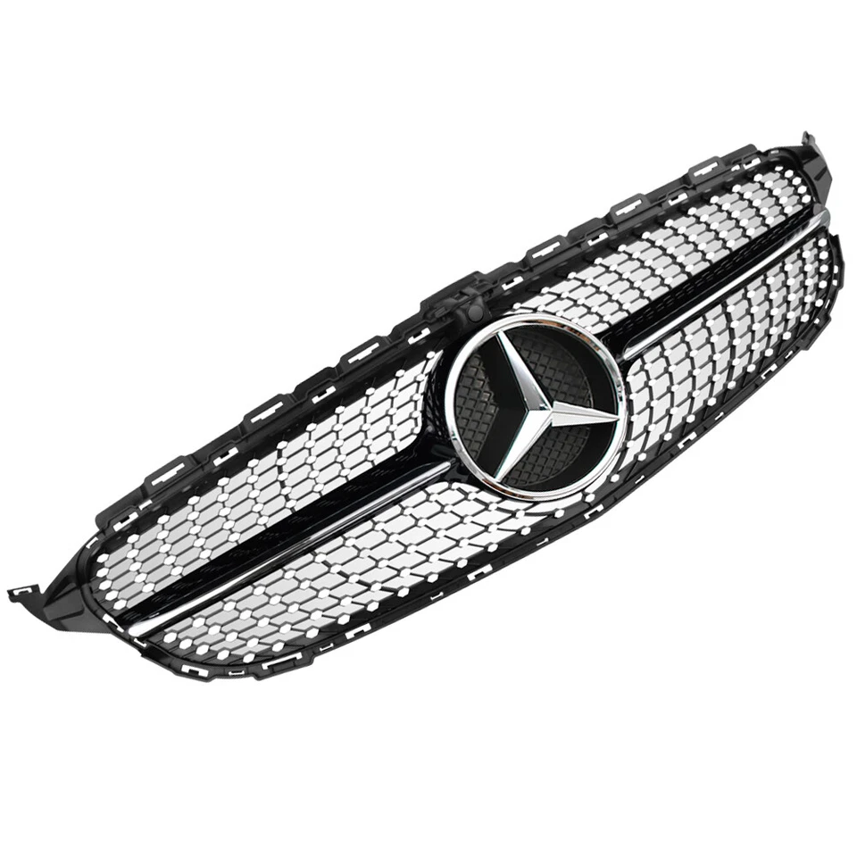 Black Front Grille For Mercedes Benz W205 C-CLASS C300 C450 2015-2018 W/Emblem - Image 4 of 4