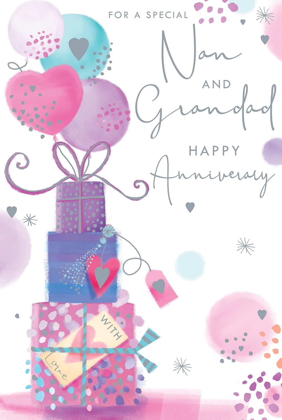 Special Nan & Grandad Happy Anniversary Luxury Presents Colourful Greeting Card