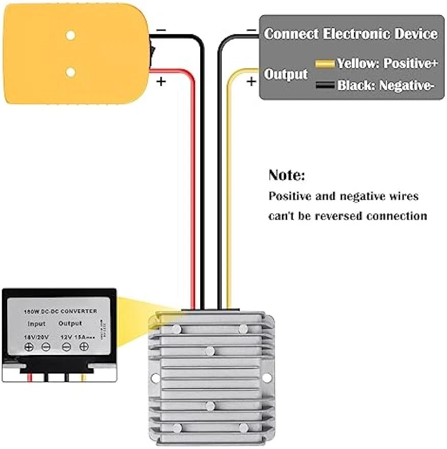 20V to 12V Step Down Converter for Dewalt DC Voltage Regulator 15A 180W Inverter - Image 3 of 4