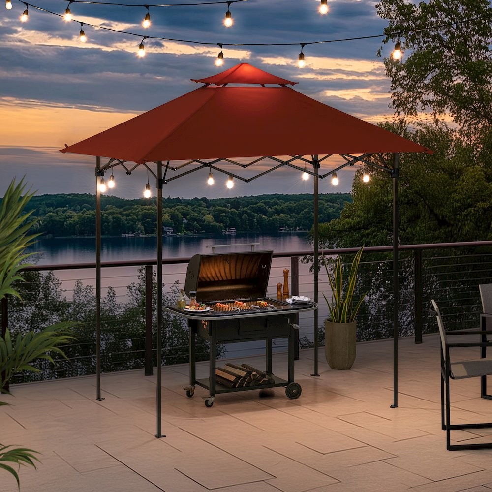 5 ft. x 8 ft. Pop up Grill Gazebo with Magnetic LED Light Carrying Bag for BBQs