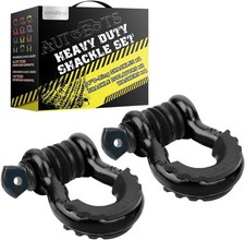 D Ring Shackles 3/4" (2 Pack) - 45,000Ib Max Break Strength BLACK-BLACK